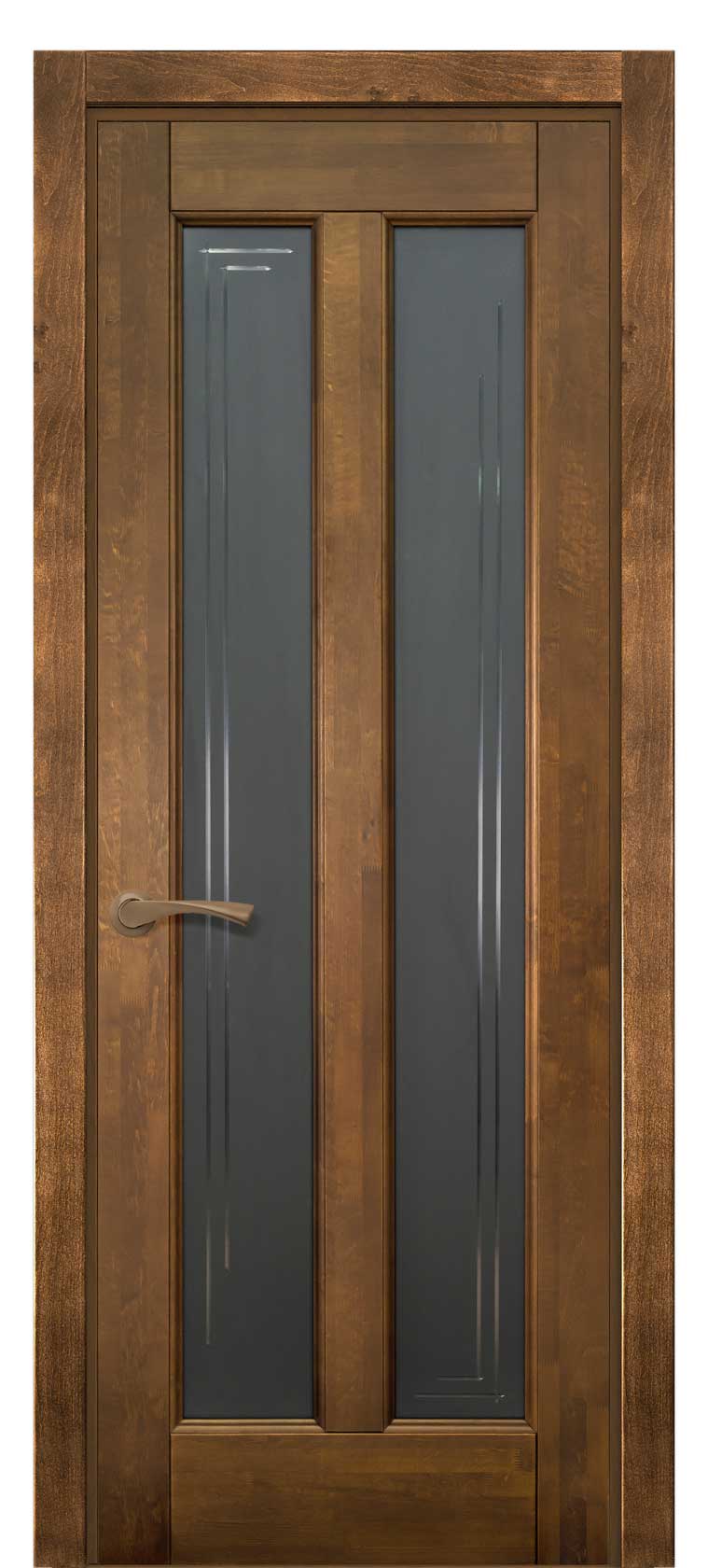 Межкомнатная дверь Сорренто остекленная из массива ольхи, цвет Мед